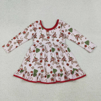12/18m-7/8t Matching Baby girls Christmas cartoon long sleeve dress