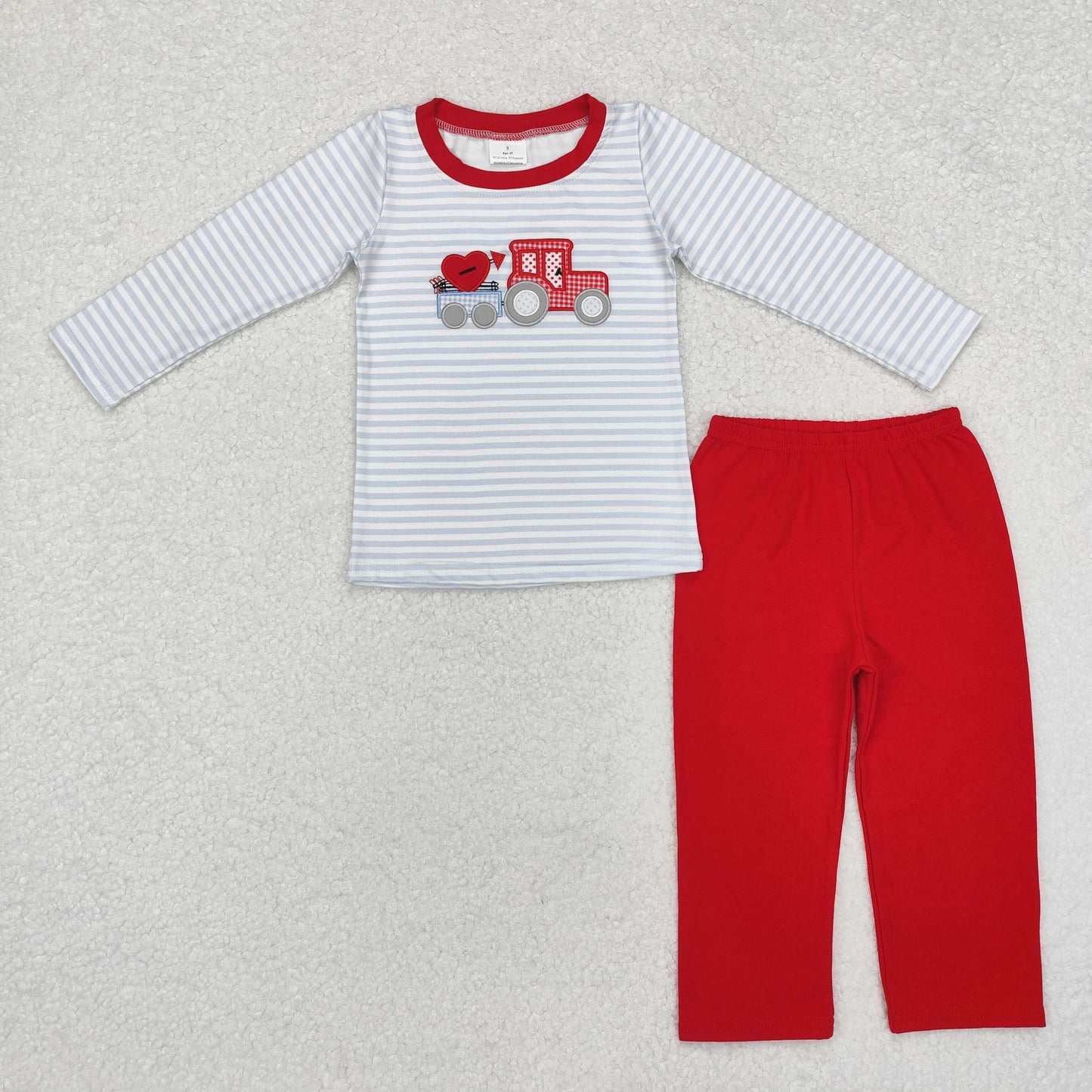 BLP0932 baby Boys Valentine truck outfits Embroidery