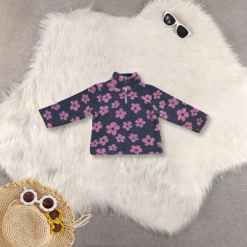 Matching Baby girls colorful flower zipper coat