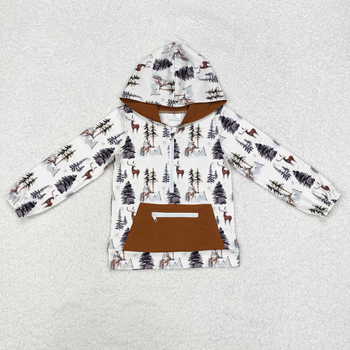 BT0758 Boys deer zipper Hoodies pullover top