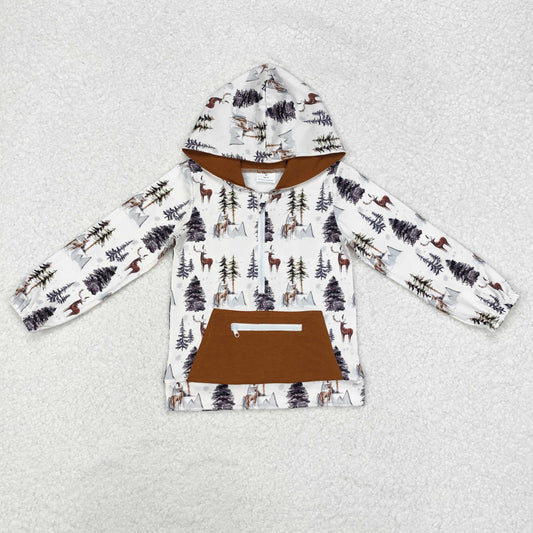 BT0758 Boys deer zipper Hoodies pullover top