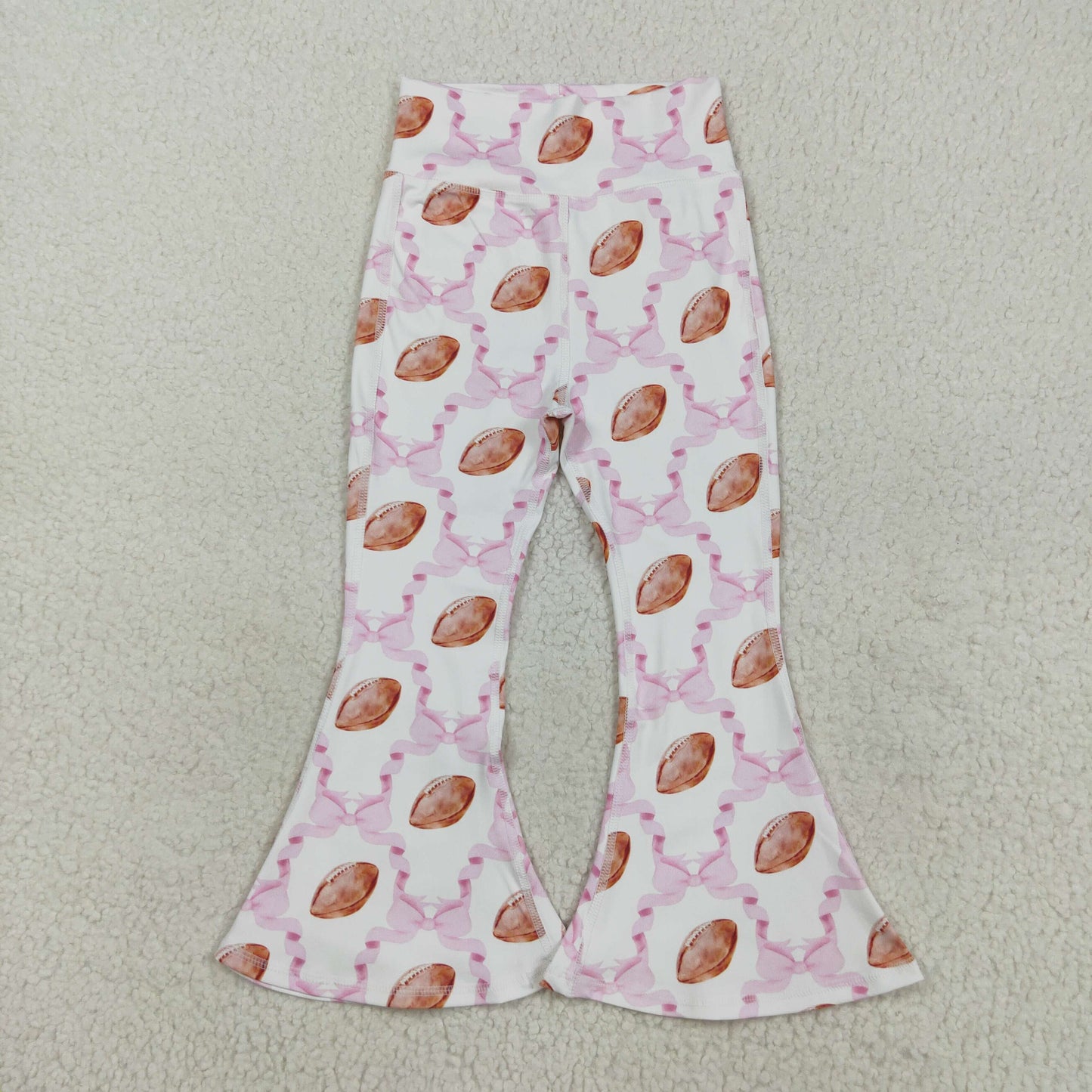 P0780 baby girls brown football pink bow long pant yoga