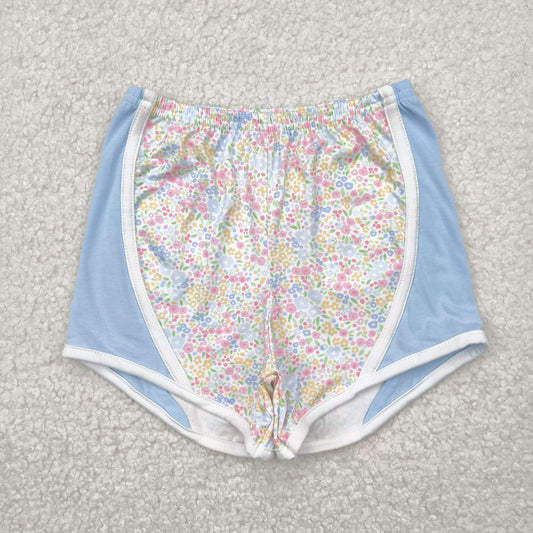 SS0522 baby girls flower blue shorts