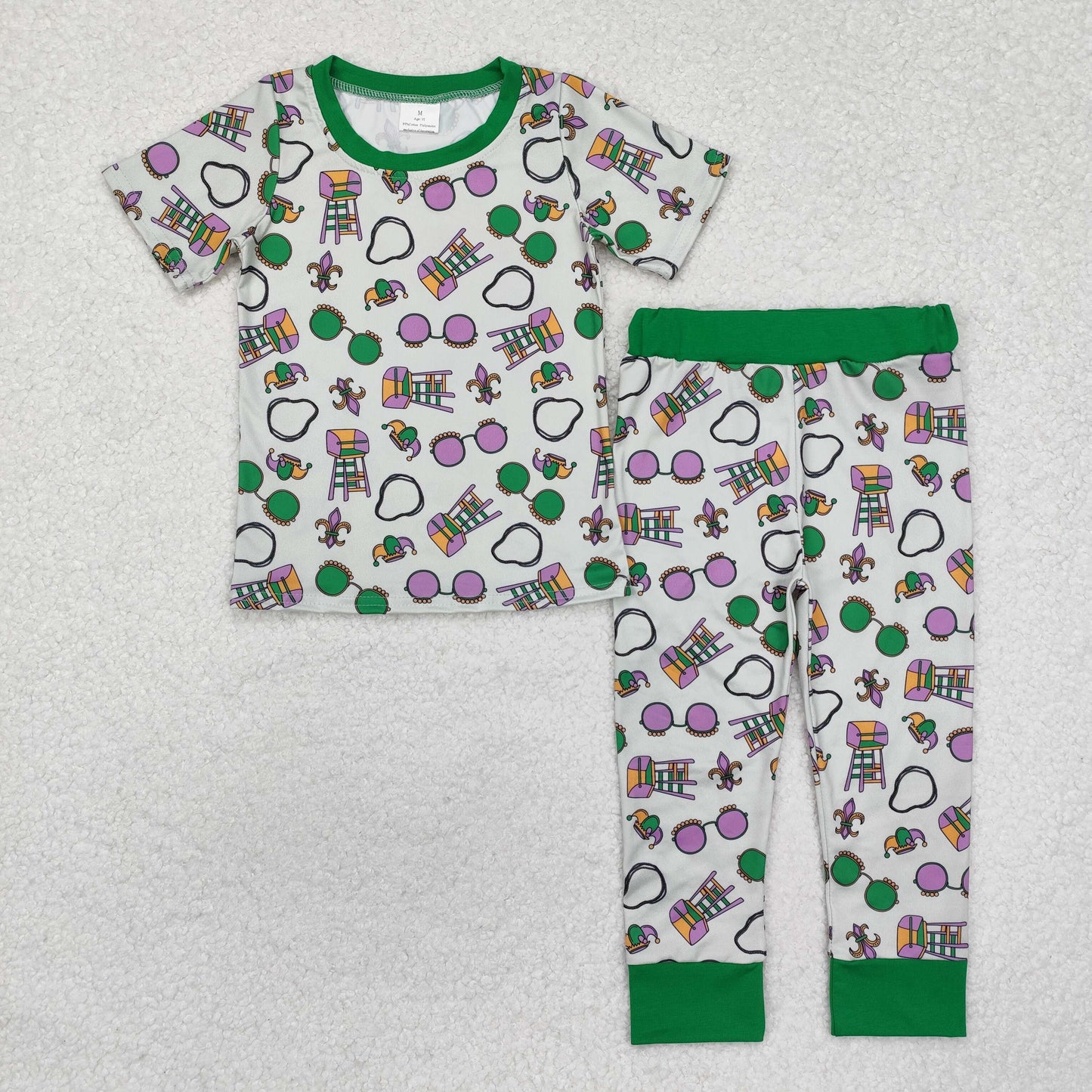 BSPO0495 baby Boys Mardi Gras duck green pajamas