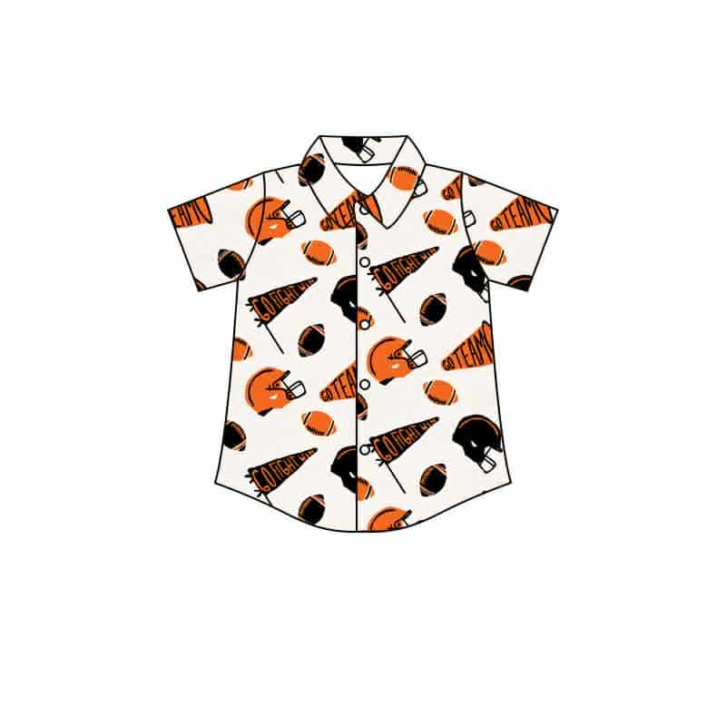 MOQ 3 Custom baby boys orange shirt top