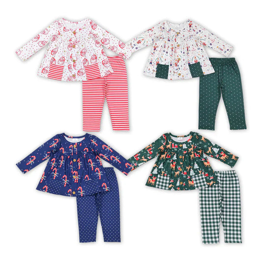 Matching Baby girls Christmas Pocket Legging Pants Clothing Sets