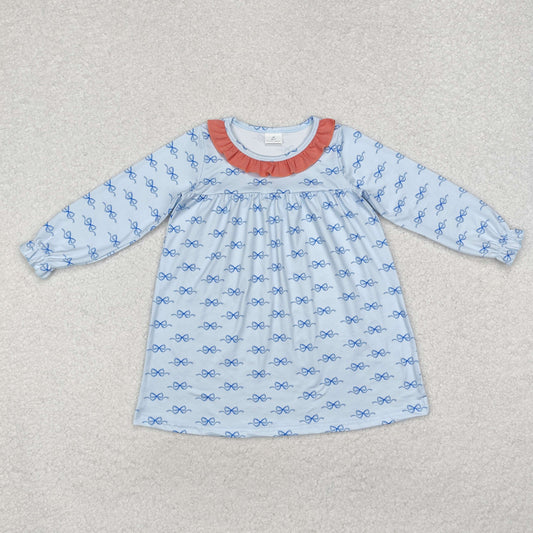 GLD0865 baby Girls blue bows Dress