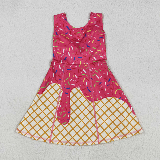 GSD2747 girls sleeveless rose Ice cream waffles Dress yoga