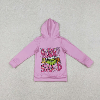 GT1142 baby girls Christmas rose  hoodies zipper top