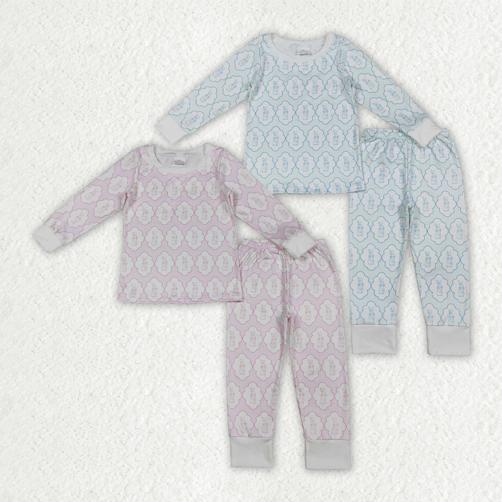 Matching Girls boys Easter pink blue long sleeve pajamas