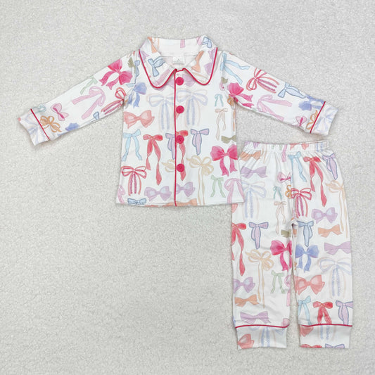 GLP2076 baby Girls pink bows pajamas