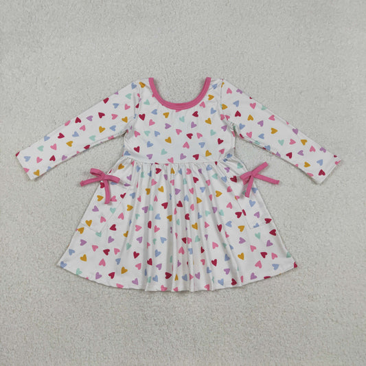 GLD1428 Baby Girls Valentine's love pocket long sleeve dress