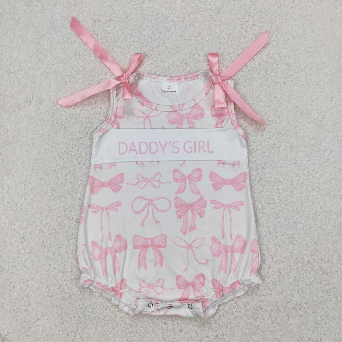 SR2818 Baby girls DADDY'S GIRL pink bow romper