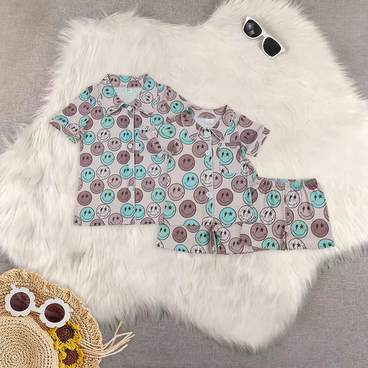Family Matching Adult women  Baby kids smile shorts pajamas
