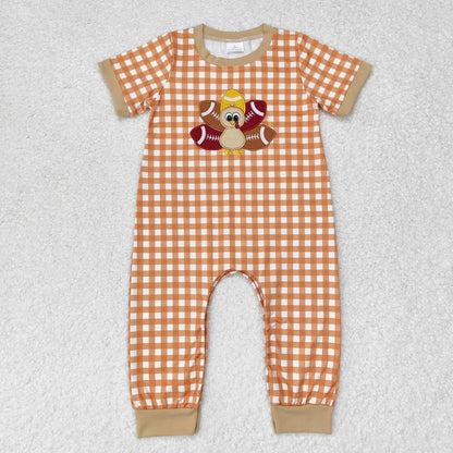 Matching Baby newborns Thanksgiving turkey pumpkin romper embroidery