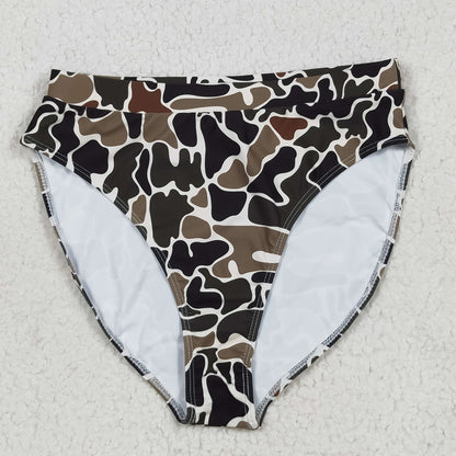 S0567 Adult women black green camo swimsuit