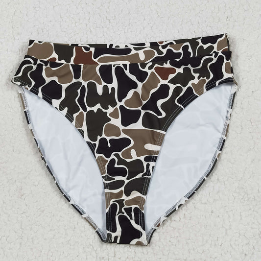 S0567 Adult women black green camo swimsuit