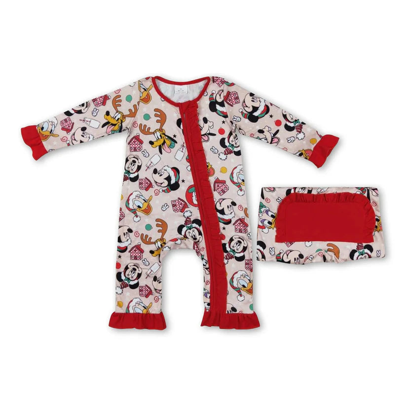 Matching Baby girls boys Christmas cartoon romper pajamas
