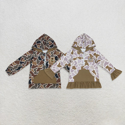 Matching Baby girls  zip-up long-sleeved top pullover hooded  embroidery