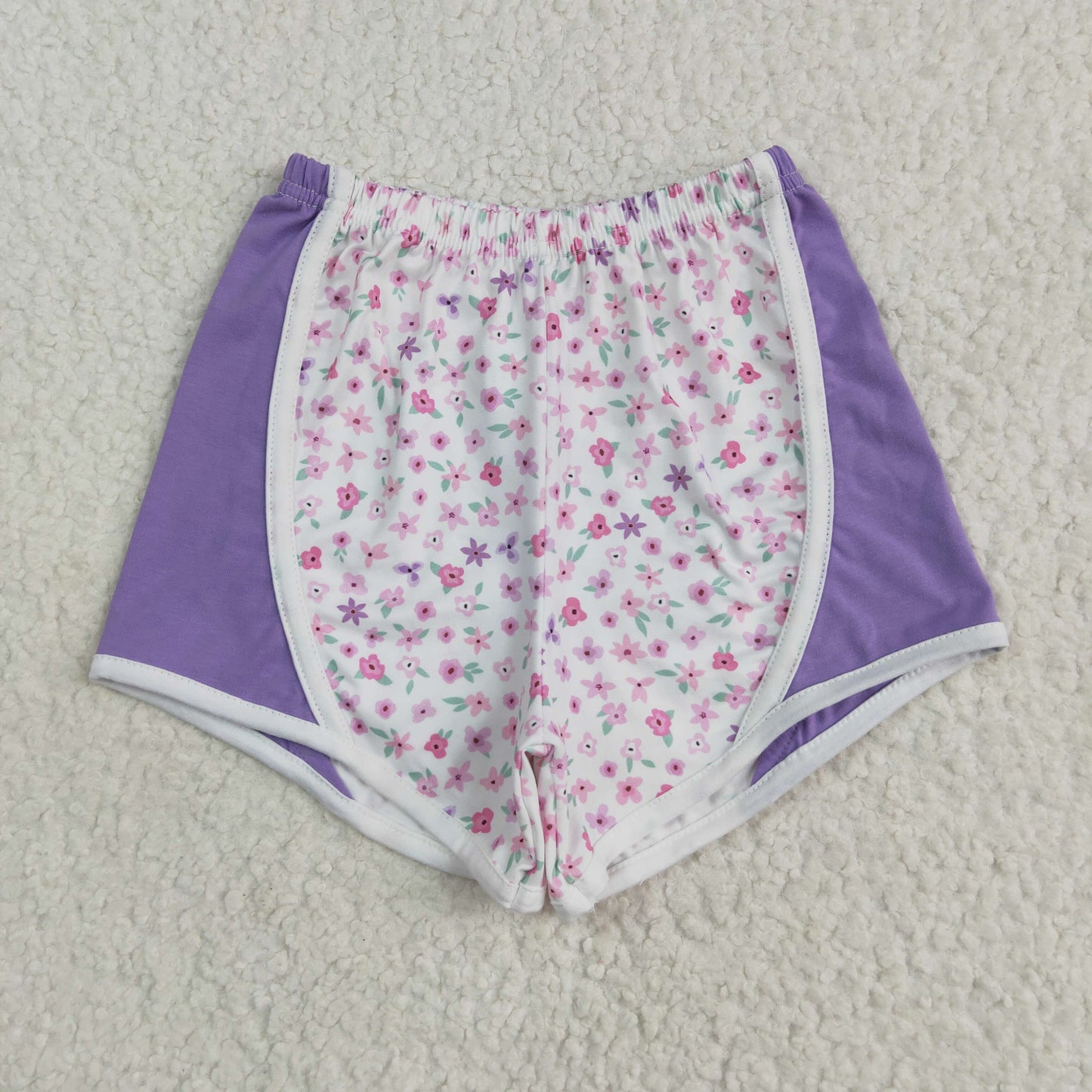 SS0524 baby girls flower purple shorts