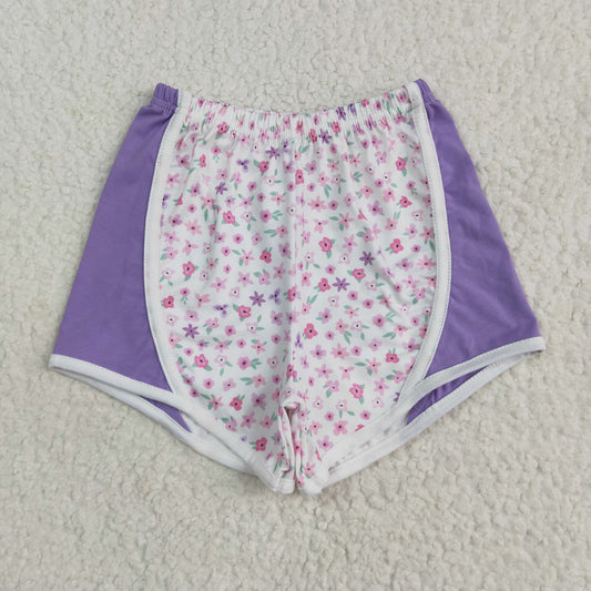 SS0524 baby girls flower purple shorts