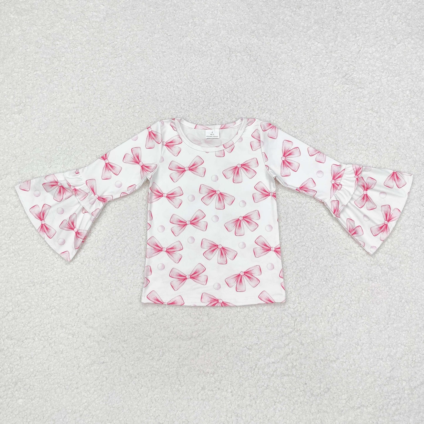 GT0779 baby girls bows long sleeves top