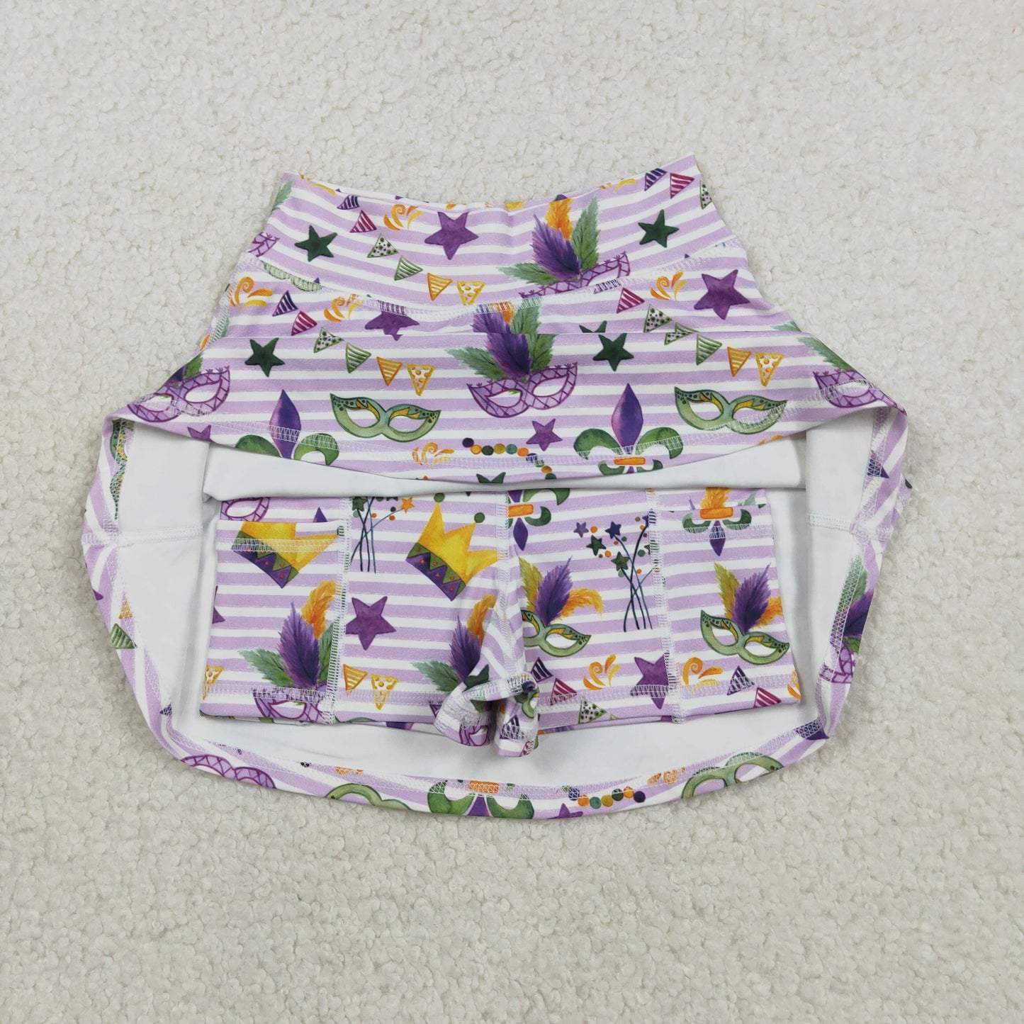 GLK0167 Girls Mardi Gras purple stripe Skirt yoga