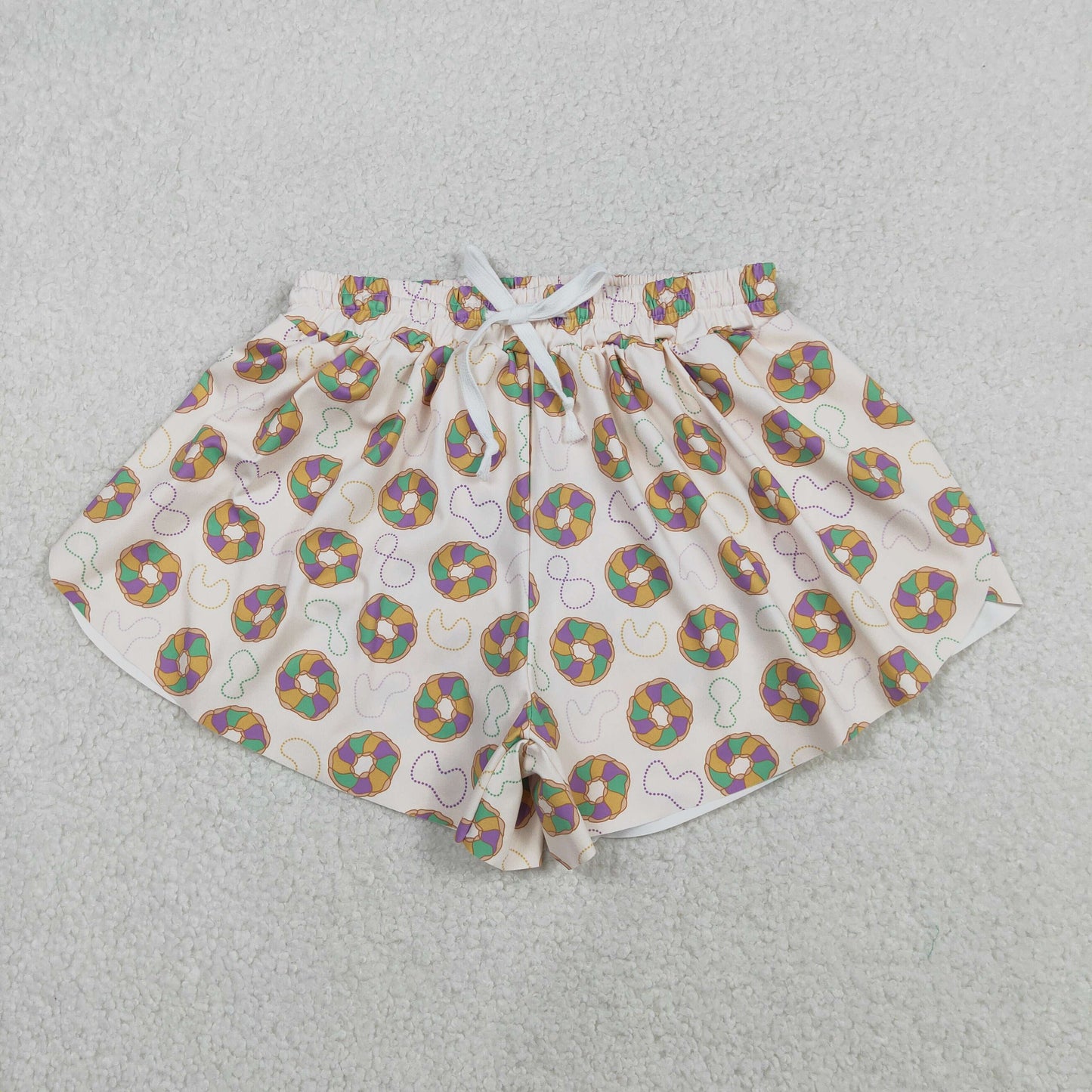 SS0680 Adult women Mardi Gras bow Shorts yoga