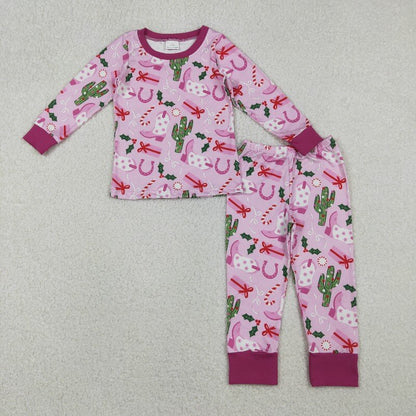 Matching Baby girls Christmas boot cactus rose romper pajamas clothing