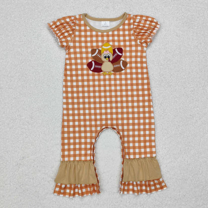 Matching Baby newborns Thanksgiving turkey pumpkin romper embroidery