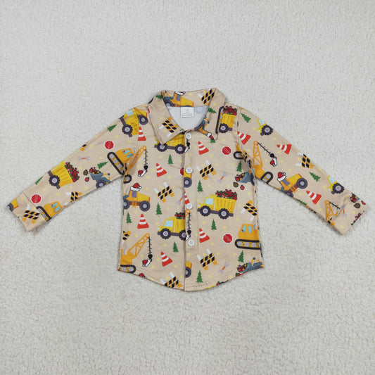 BT1254 baby boys Christmas Fire engine button shirt top