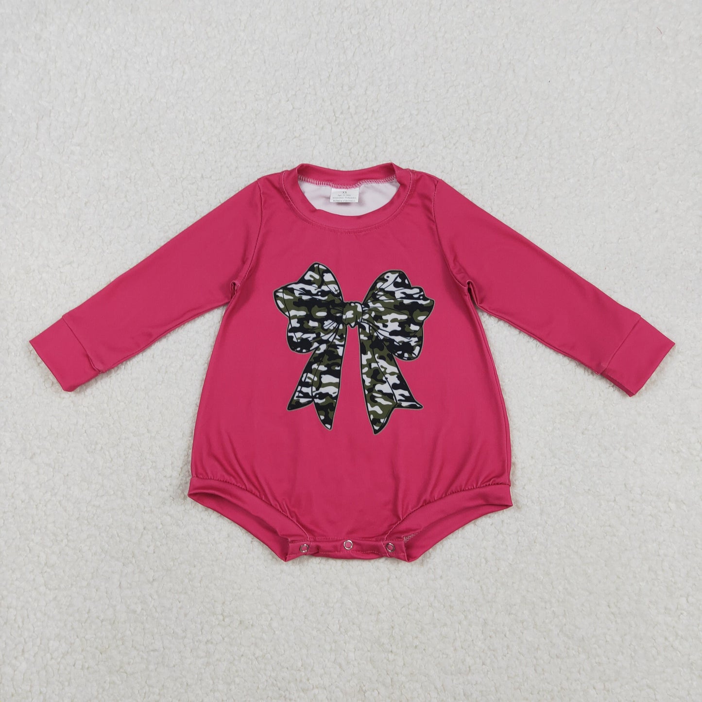 LR2776 baby girls camo bow rose long sleeves romper