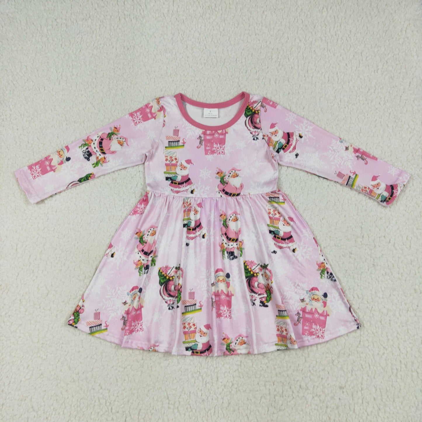GLD0354 baby Girls Christmas Santa Claus pink Dress