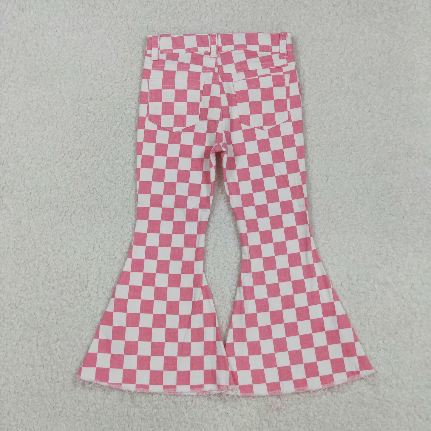 P0348 Girls Pink Checked Jeans