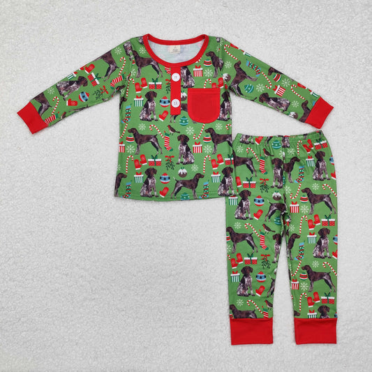 BLP0672  long sleeve Christmas dog boy pajamas