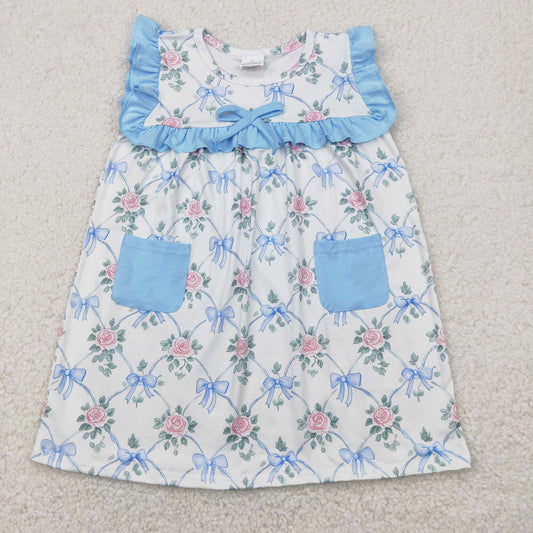 GSD2230 girls pink sleeveless blue pocket Dress