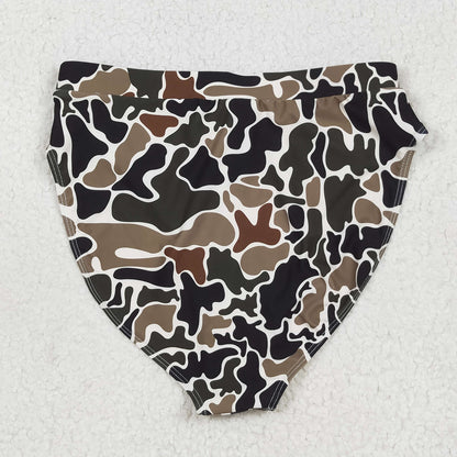 S0567 Adult women black green camo swimsuit