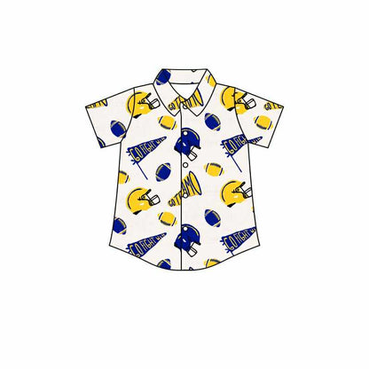 MOQ 3 Custom baby boys blue shirt top