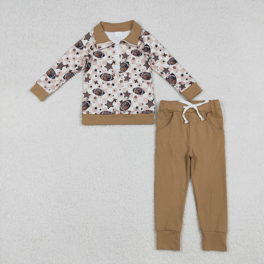 BLP1217 baby boys football brown Outfits