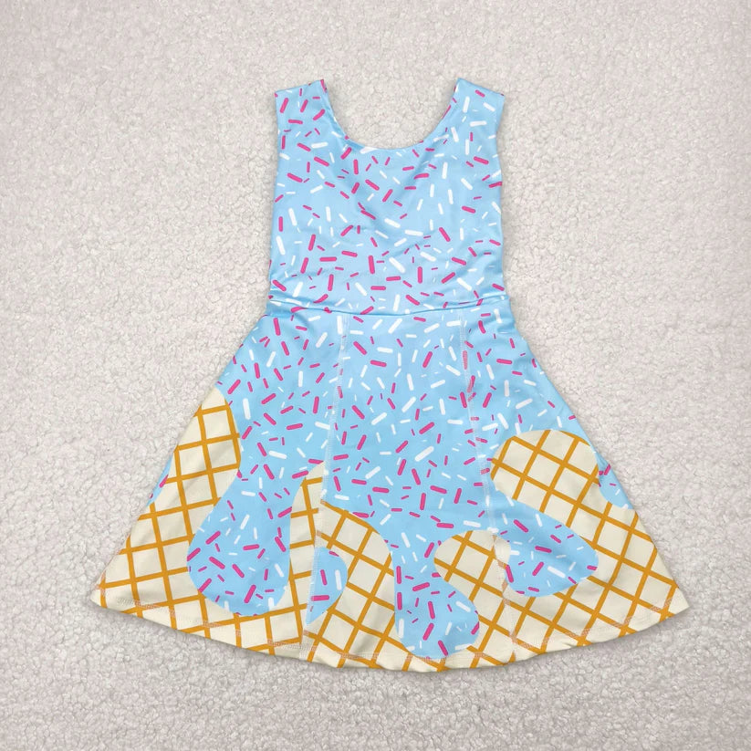 Matching RTS NO MOQ Baby girls ice cream Waffle dress yoga