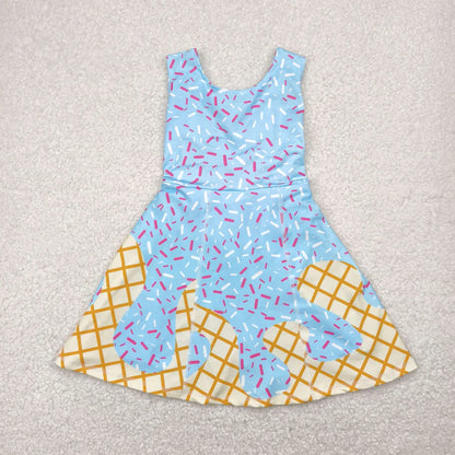 Matching RTS NO MOQ Baby girls ice cream Waffle dress yoga
