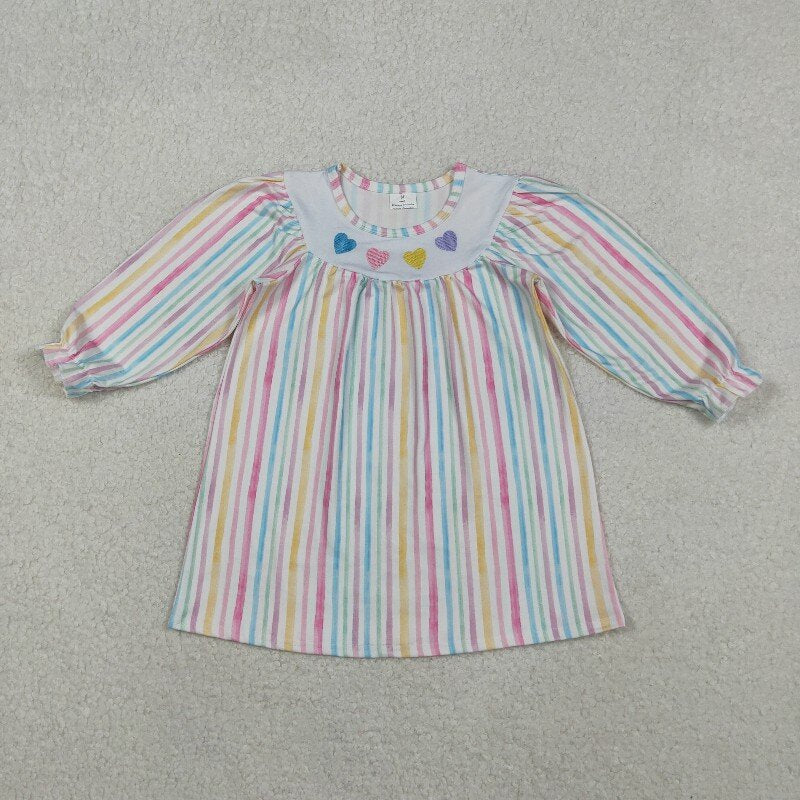 Matching Baby girls Valentine's love colorful dress romper long sleeve embroidery