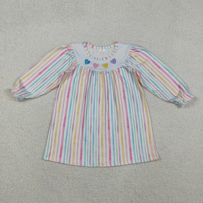Matching Baby girls Valentine's love colorful dress romper long sleeve embroidery