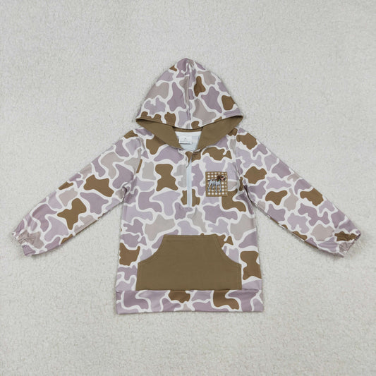 BT1302 baby boys camo hunting duck zipper hoodies top embroidery