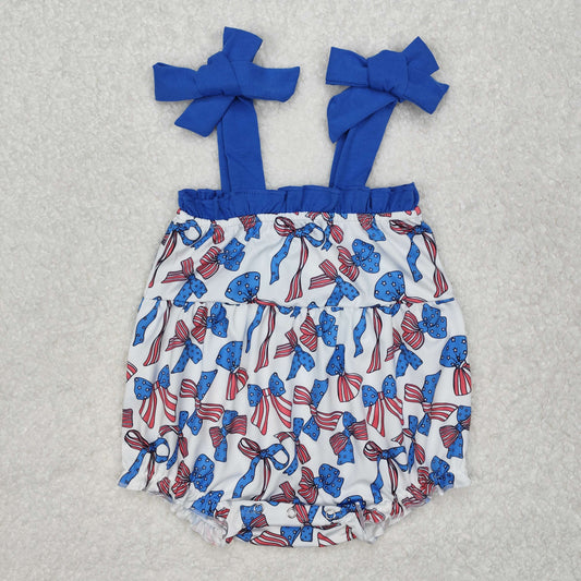 SR2318 Baby Girls blue bow romper