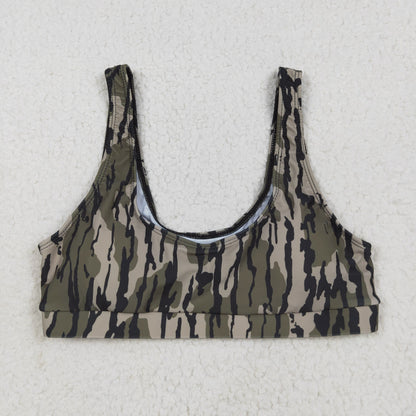 S0563 Adult women black green Camo swimsuit