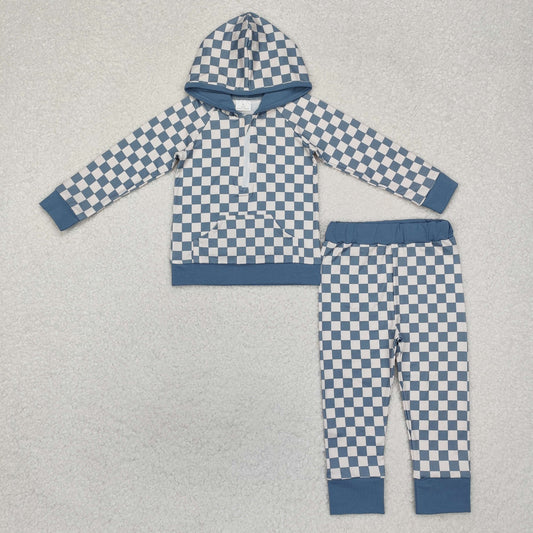 BLP0951 baby Boys green checked hoodies outfits