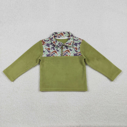 BT1308 baby boys green camo zipper hoodies top
