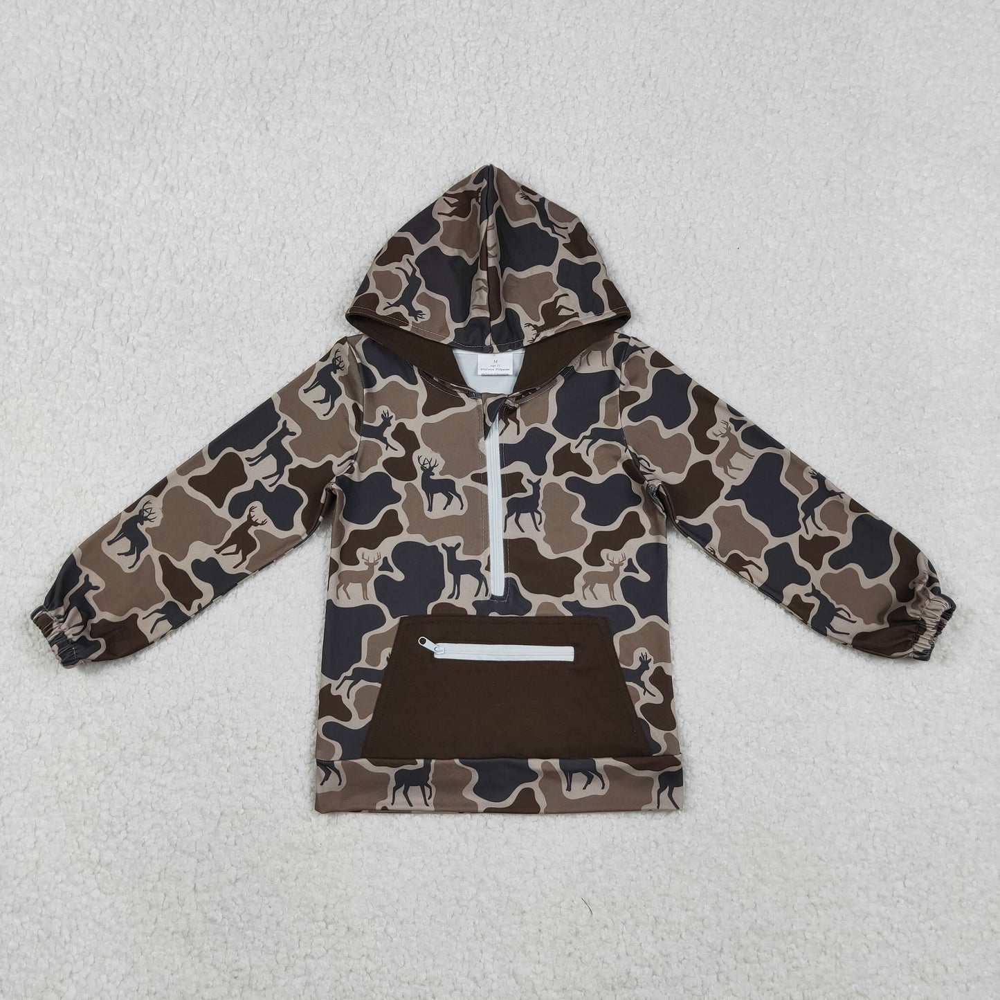 BT1348 baby boys deer camo brown pullover top