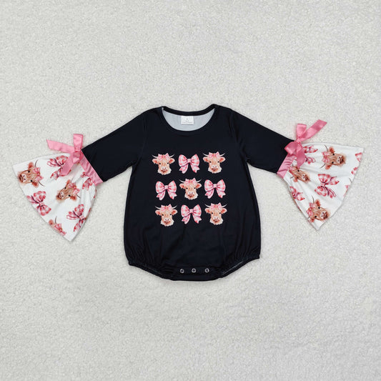 LR1871 Baby girls cow bow romper